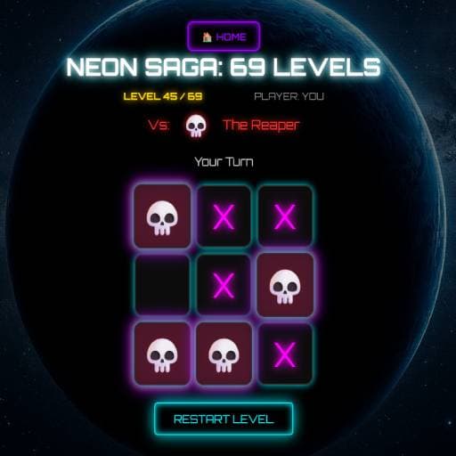 Neon Saga Tic Tac Toe: 69 Level War