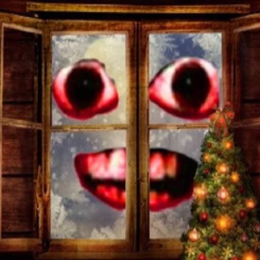 New Year Santa Claus outside the window